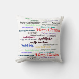 Coussin Joyeux voeux de Noël Citation Langues étrangères