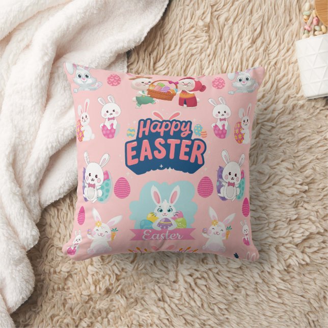 Coussin Joyeux voeux de Pâques - Motif Funny Bunny Pâques (Couverture)