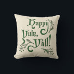 Coussin Joyeux Yule Yall Southern Christmas Winter Solstic<br><div class="desc">Elégant et amusant "Happy Yule,  Y'all" cite coussin en vert sur la texture de lin simulée et côté inverse en vert simulé texture de lin. Parfait pour le solstice de Noël du sud ou de l'hiver païen !</div>