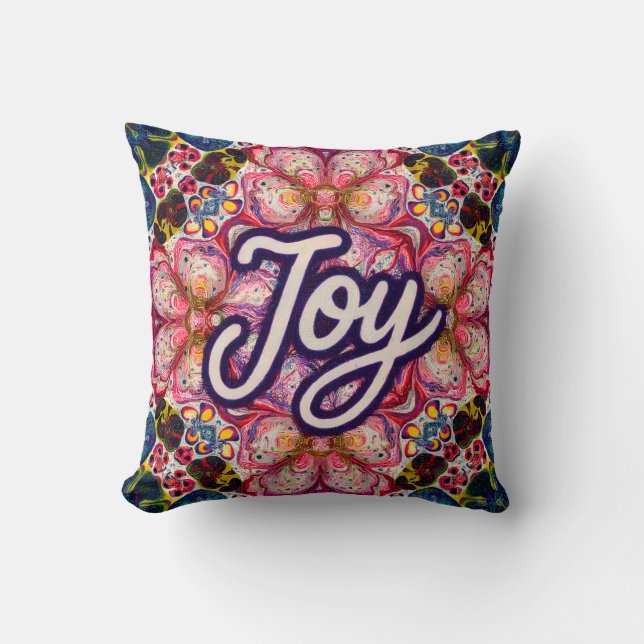 Coussin Joyful Kaleidoscope Floral Art Pillow (Recto)