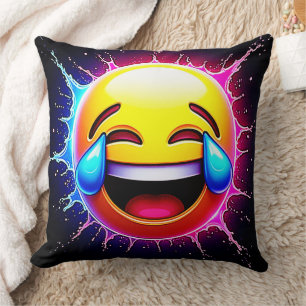 Coussin Joyful Splash : Émoji d'Art qui Rit