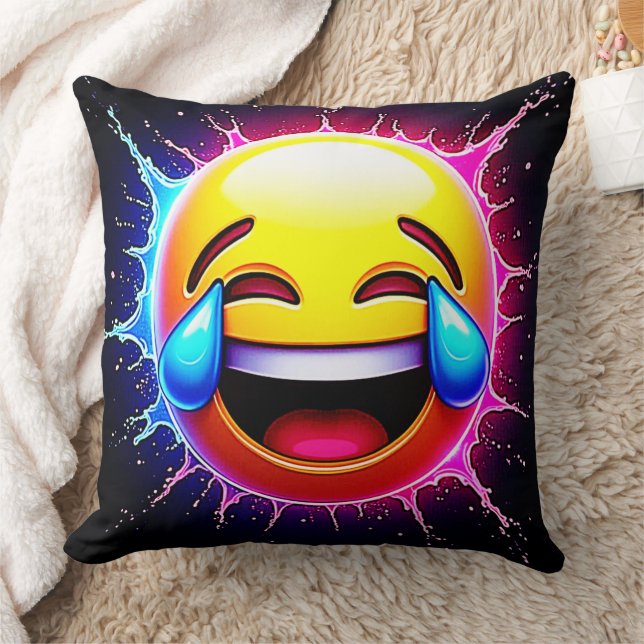 Coussin Joyful Splash : Émoji d'Art qui Rit (Couverture)