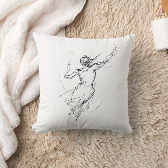 Coussin Joyful Woman in Motion croquis Abstrait (Couverture)