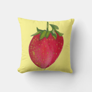 Coussin Juicy fraise aquarelle macro fruit pop art