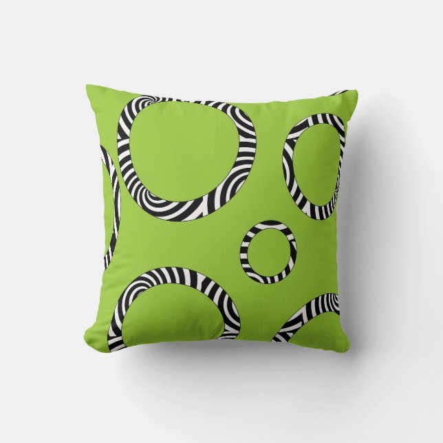 Coussin Jumbo Lime, Noir, Cercles blancs triés (Recto)