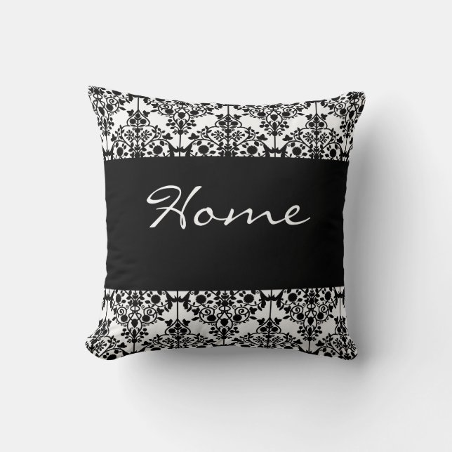 Coussin Jumbo noir et blanc Damas (Recto)