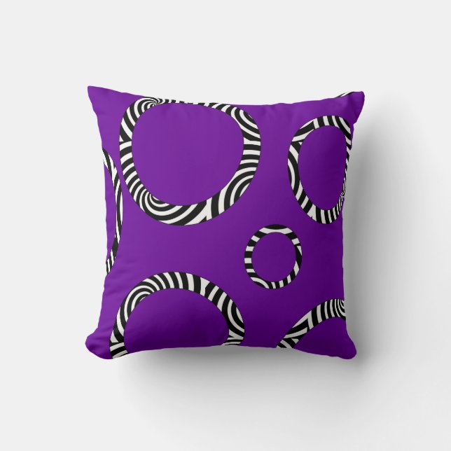 Coussin Jumbo Purple, Noir, Blancs Cercles triés (Recto)