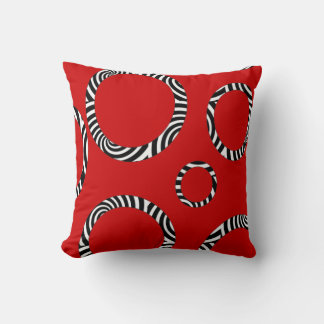 Coussin Jumbo rouge, noir, blanc cercles triés