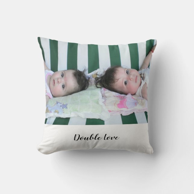 Coussin Jumeaux Double Amour, Motif de coeurs (Recto)