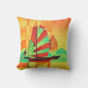 Coussin Junes Chinoises naviguent sur la côte dans le cubi