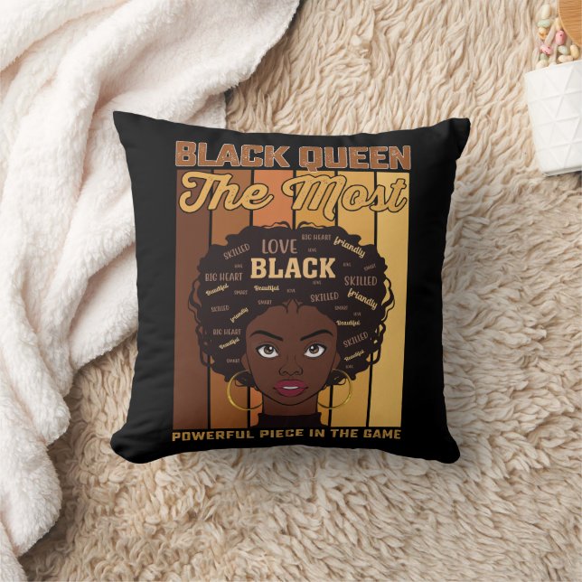 Coussin Junetdix Melanin Black Girl La plus puissante (Couverture)