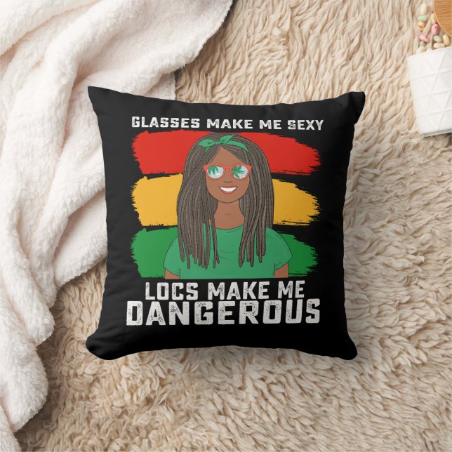 Coussin Juneteenth Lunettes Locs Me Rendent Dangereux (Couverture)