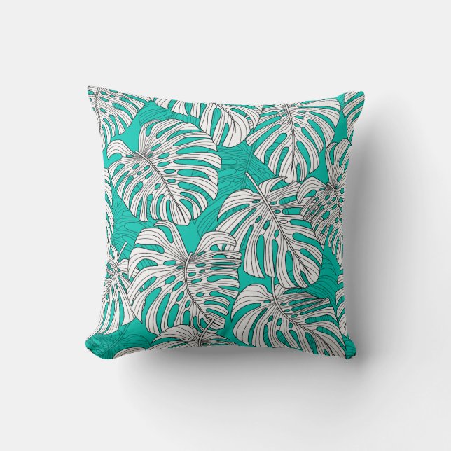 Coussin Jungle Feuille Tropical Floral sans fil (Recto)