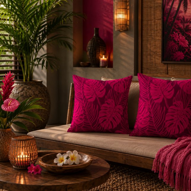 Coussin Jungle luxe - monstera et palmier (Créateur téléchargé)
