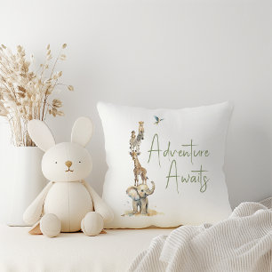 Coussin Jungle Safari Animaux Aventure Attend