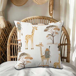 Coussin Jungle Safari avec Giraffes Nursery Motif