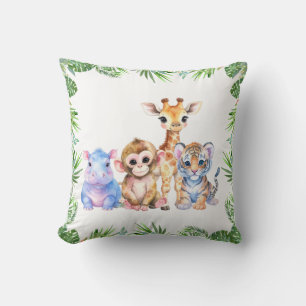 Coussin Jungle tropicale Bébés animaux