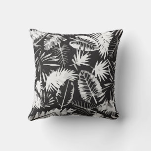 Coussin Jungle tropicale noire blanche