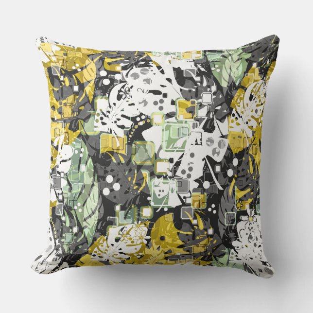 Coussin jungle tropicale sans joint exotique abstraite géo (Recto)