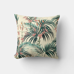 Coussin Jungle vintage : Vert foncé, Lys orange.