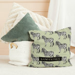 Coussin Jungle Zebra Wild Motif & Nom personnalisé<br><div class="desc">Jungle Zebra Wild Motif & Nom personnalisé</div>