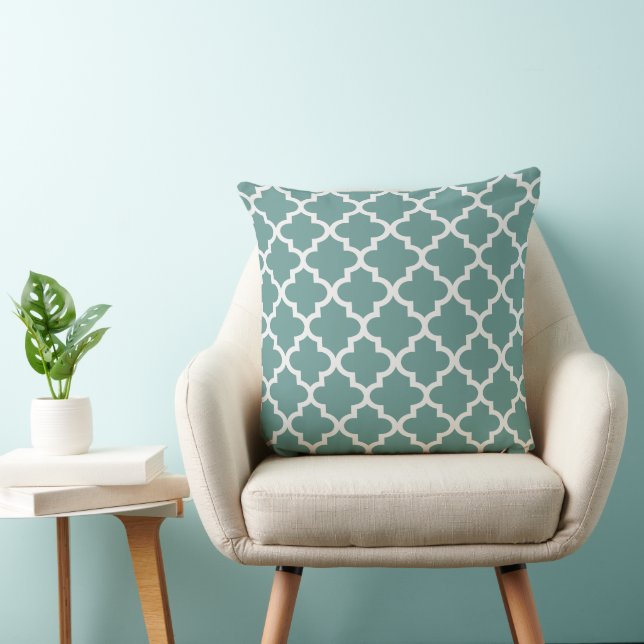 Coussin Juniper Green et White Quatrefoil Motif (Chaise)