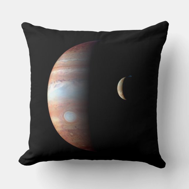Coussin Jupiter Géant Gaz Planète & Io Galilée Lune (Recto)