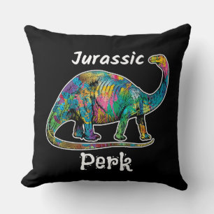 Coussin Jurassic Perk Dinosaure Coloré Noir