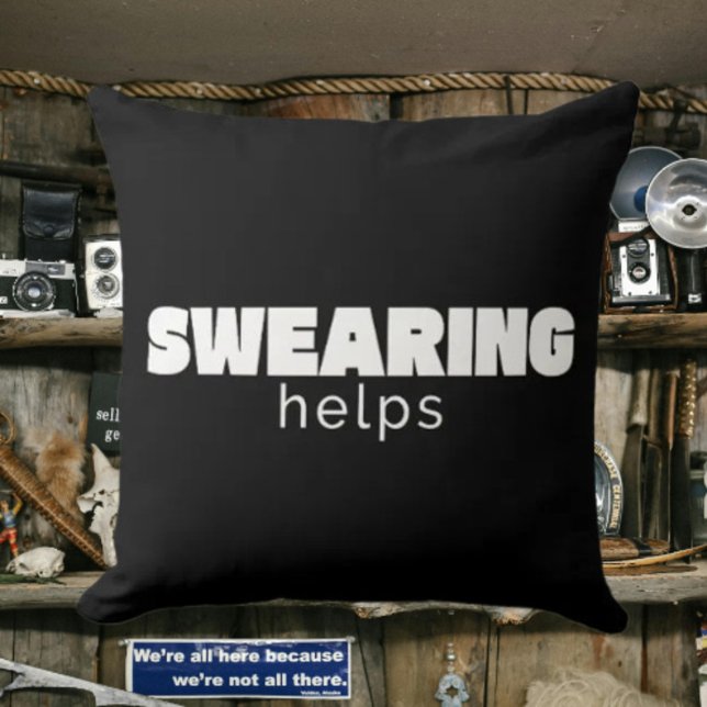 Coussin Jurer aide à soulager le stress drôle | Blanc (Créateur téléchargé)