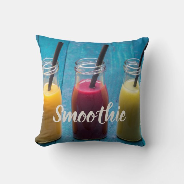 Coussin Jus de smoothie boisson mangue orange kiwi cadeau (Recto)
