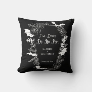 Coussin Jusqu'à ce que la mort nous sépare Mariage gothiqu