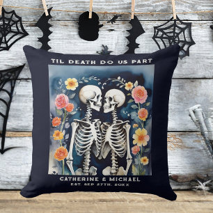 Coussin Jusqu'à ce que la mort nous sépare Squelettes Mari