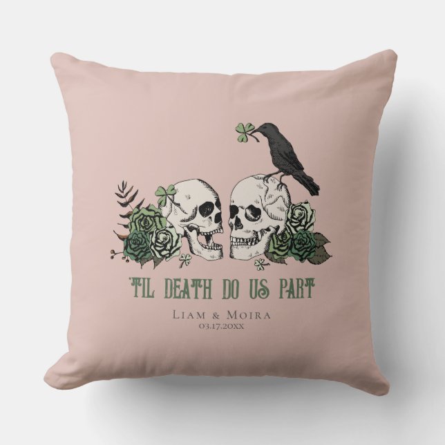 Coussin Jusqu'à ce que la mort rougisse de rose gothique f (Recto)