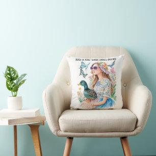 Coussin Just A Girl Who Loks Custom Photo Text on