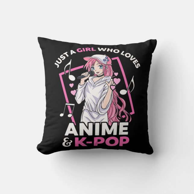 Coussin Just A Girl Who Love Anime and KPop Music Anime G (Recto)