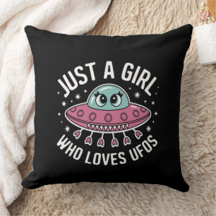 Coussin Just a Girl Who Love UFOs - mignonne Alien