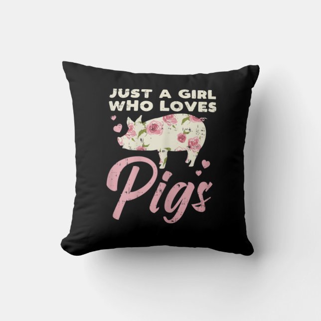 Coussin Just A Girl Who Loves Pigs Farm (Recto)