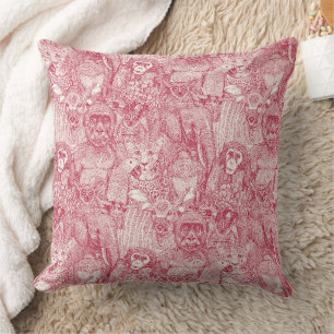 Coussin juste animaux de la jungle africaine viva magenta