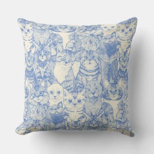 Coussin juste chatons bleu
