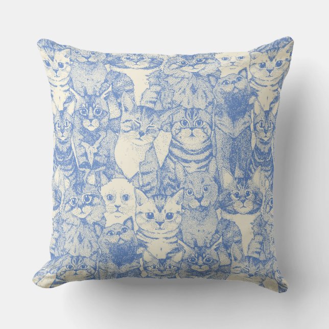 Coussin juste chatons bleu (Recto)