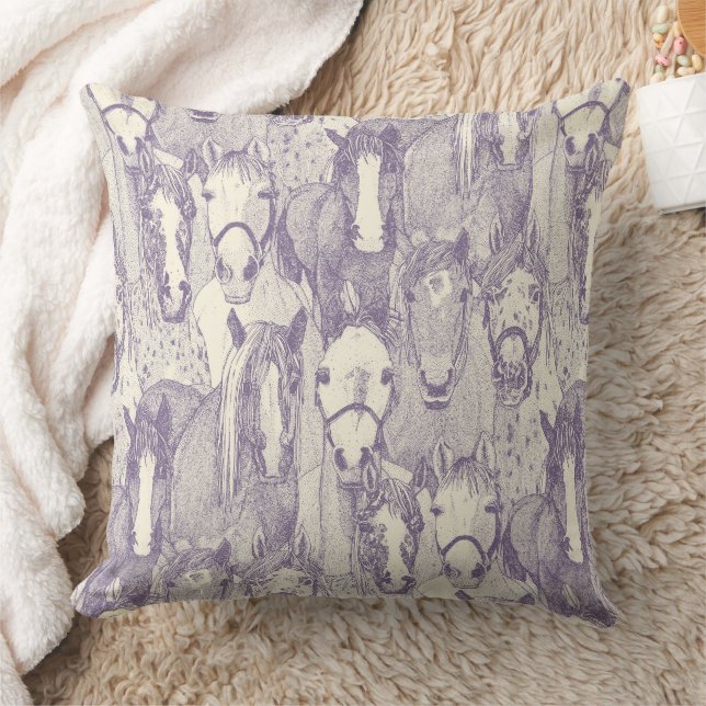 Coussin juste chevaux violet pearl (Couverture)