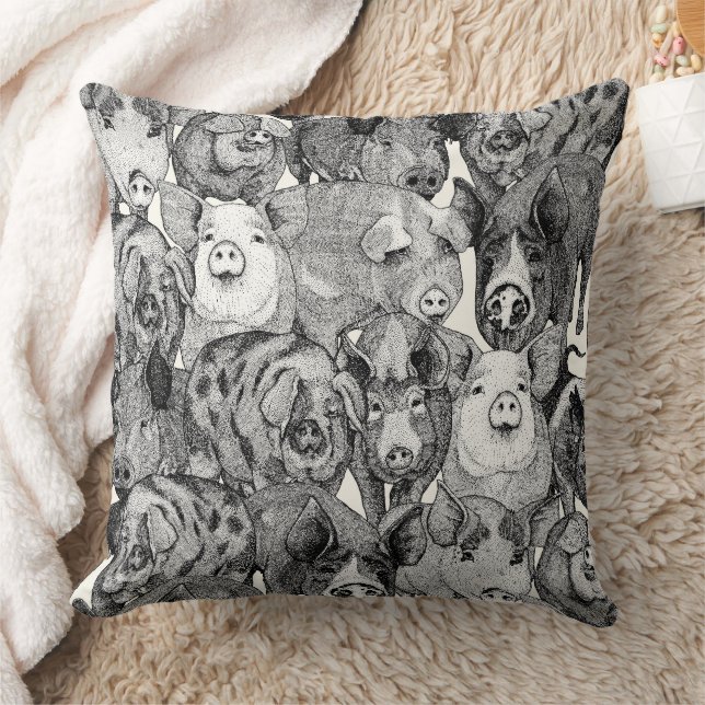 Coussin juste des cochons noir demi-perle (Couverture)