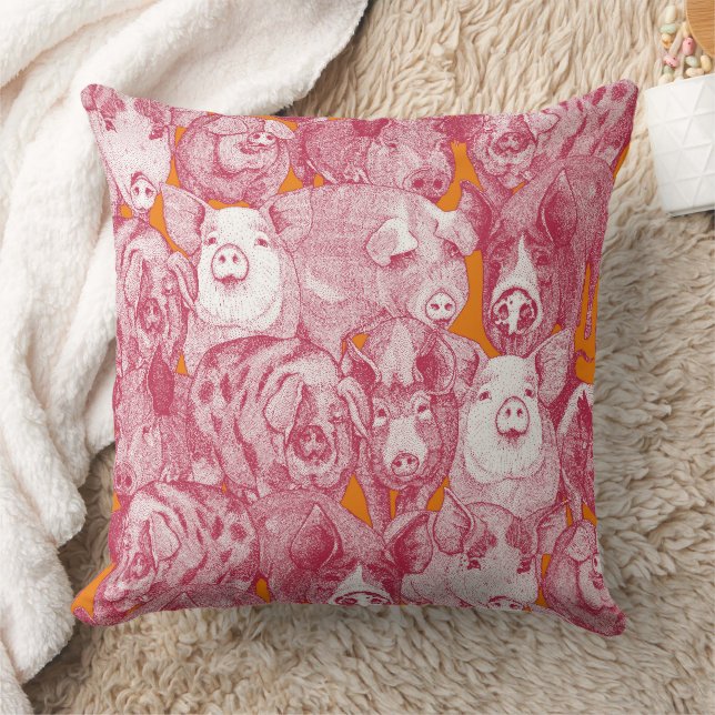 Coussin juste des cochons viva magenta satsuma (Couverture)