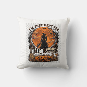 Coussin Juste ici Boos Halloween Sorcière Lune Citrouilles