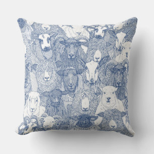 Coussin juste mouton classique bleu blanc