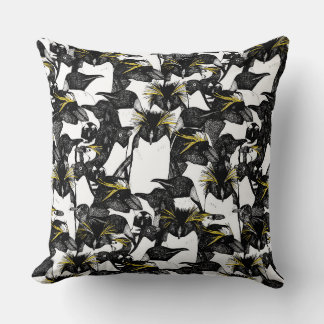 Coussin juste pingouins noir blanc jaune