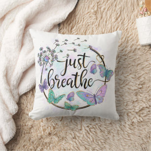 Coussin Juste Respirer Papillons Dandelions Self Care Yoga