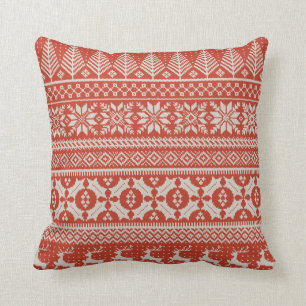 coussin juste rouge et crème de chandail de knit