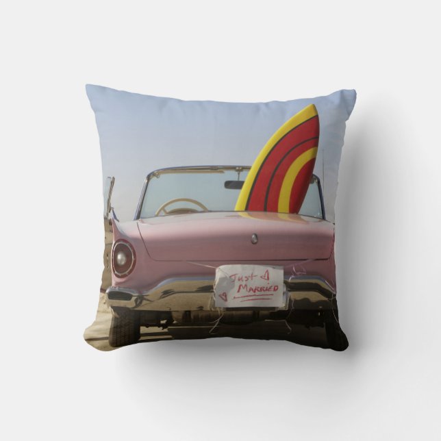 Coussin Juste signe et planche de surf mariés (Recto)