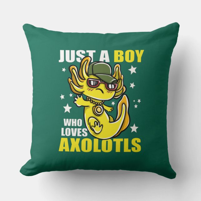 Coussin Juste un garçon qui aime les axolotls Cute Funny K (Recto)